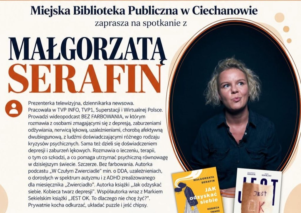 Małgorzata Serafin spotka się z czytelnikami w bibliotece w Ciechanowie